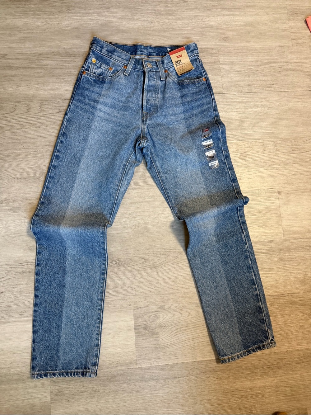 NWT Levi’s 501 Original Two Tone Patchwork Straight Leg Jeans